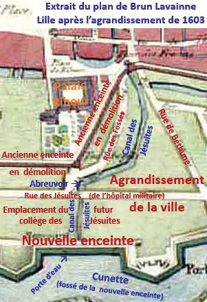 Extrait du plan de Brun Lavainne : Lille après l’agrandissement de 1603
